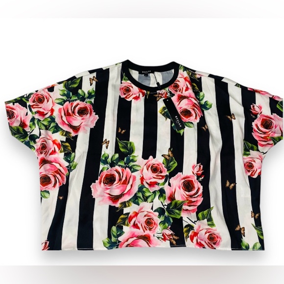 2 Piece Floral Striped / High Waisted Skirt with Top Women’s Small - Picture 5 of 10